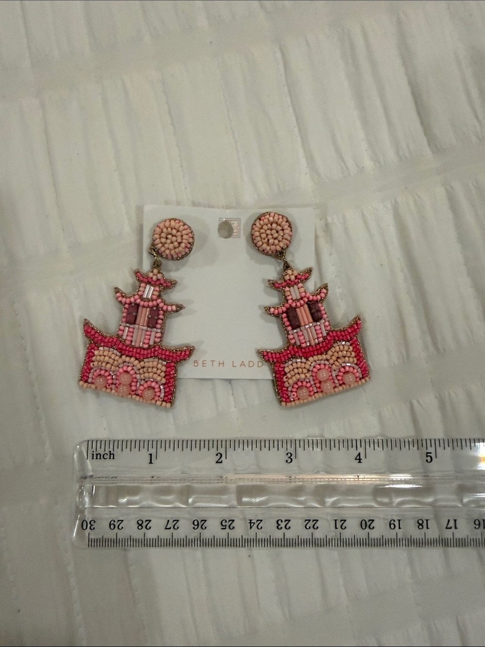 Pink Beaded Pagoda Statement Earrings - Boutique